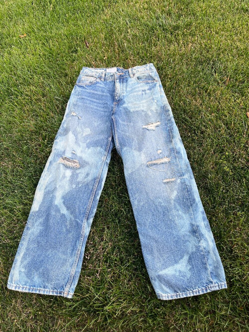 Child Youth Boy's 11-12 Random Bleach Dye Denim Jeans